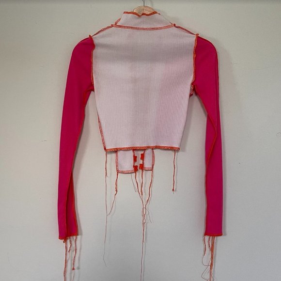 Pink Distressed Crop Top - Picture 2 of 4